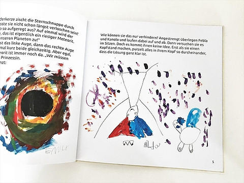 Seite 5 des Kinderbuches Der magische Edelstein zeigt eine Prinzessin, die Kopftstand macht